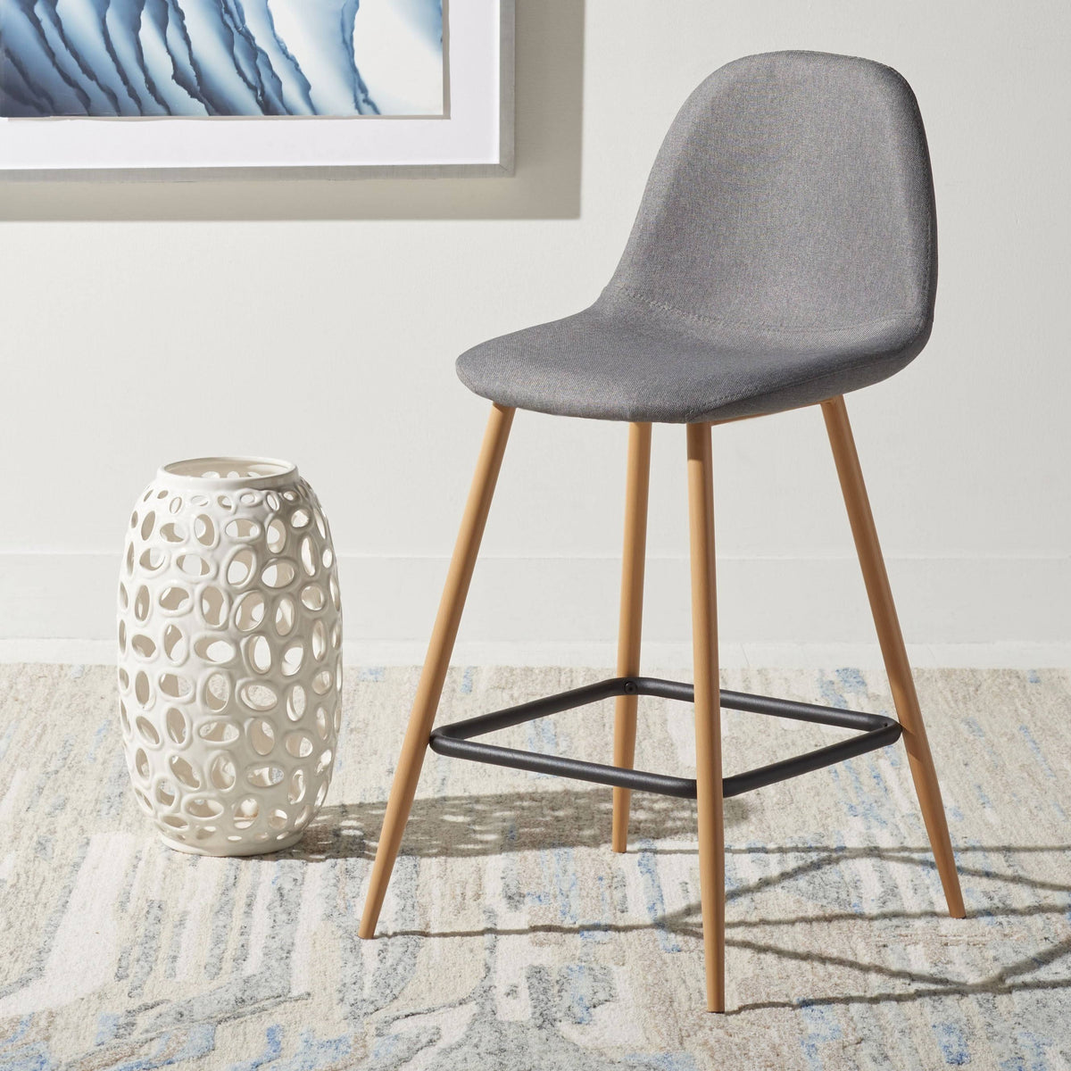 Dark Grey & Natural Counter Stool H989