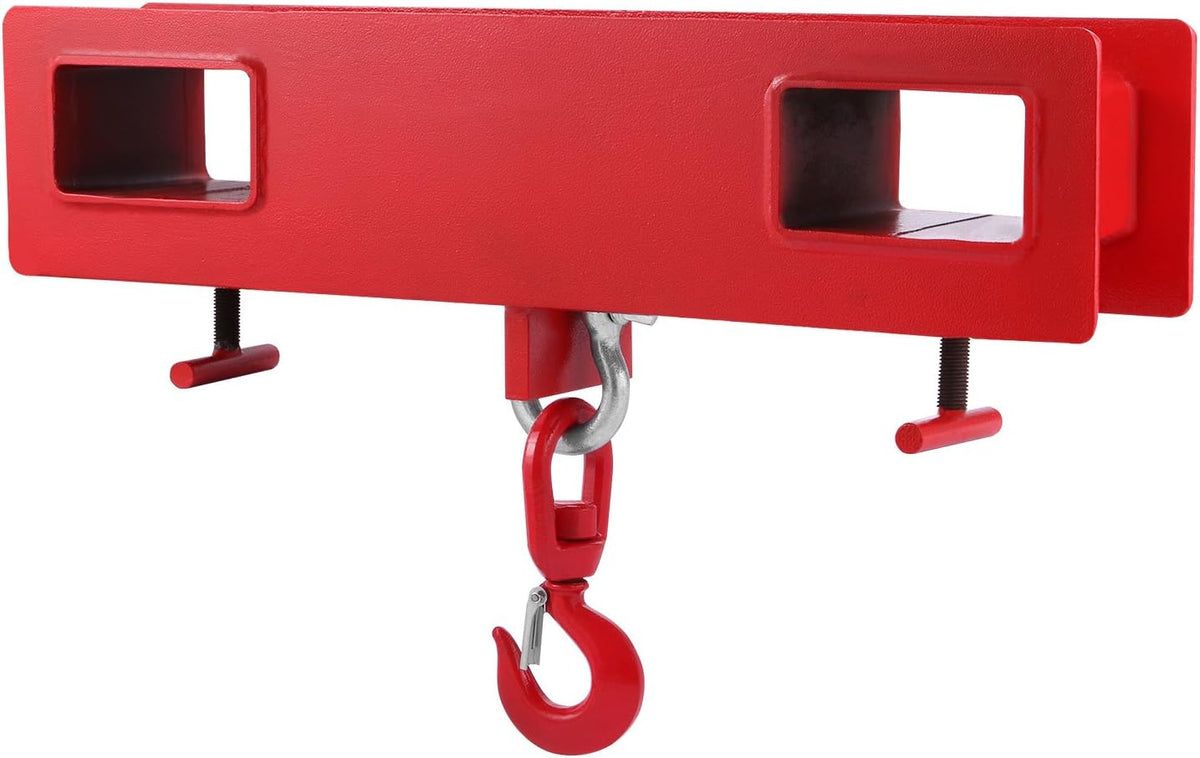 Forklift Lifting Hook, 4400lbs Capacity, Red, with Swivel Hook and Two Large T-Screws I313872