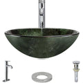Forest Green Glass Bathroom Sink with Faucet L700138