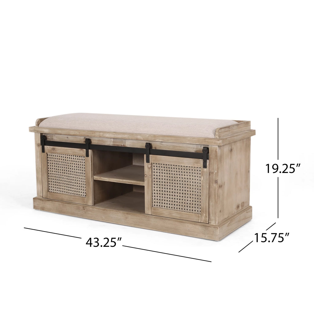 Rustic Storage Bench with Cushion P337