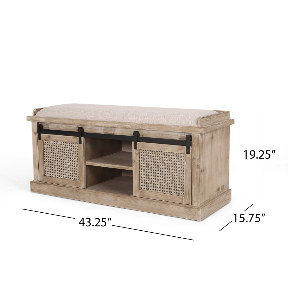 Rustic Storage Bench with Cushion P337