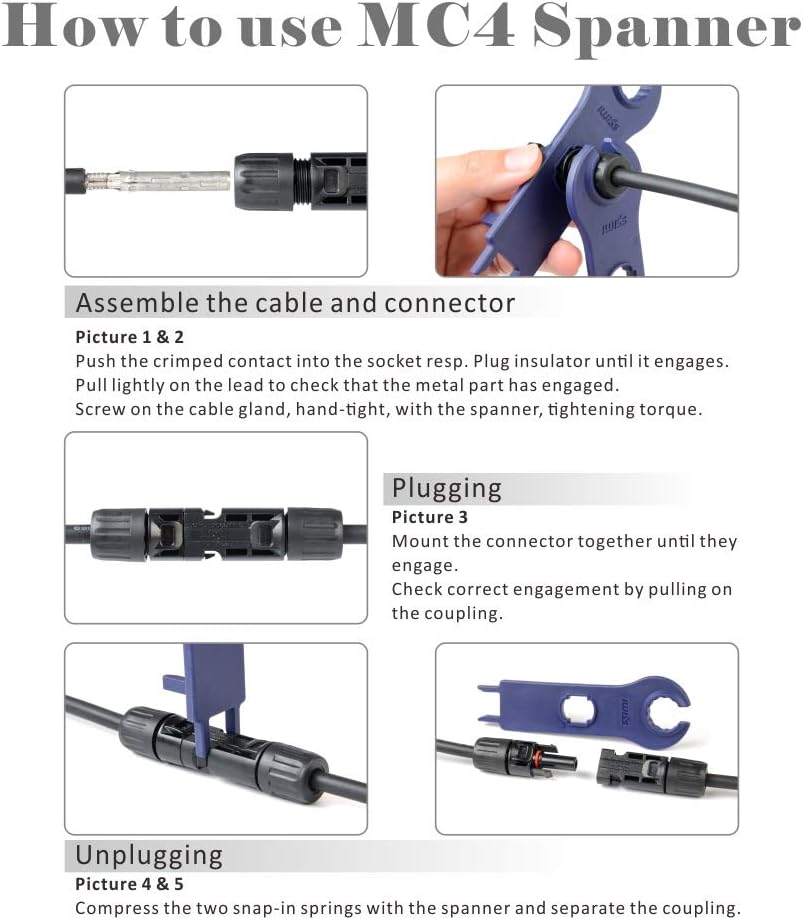 Solar Crimping Tool Kit with Wire Cutter, Wire Stripper and Solar Connector Spanners Pack of 2 T212495