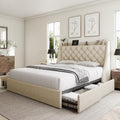 King Size Upholstered Bed Frame with 4 Storage Drawers G793