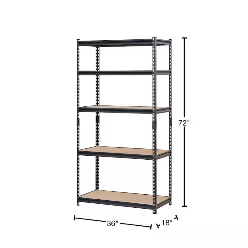 5-Tier Heavy Duty Steel Shelving Unit in Black P478