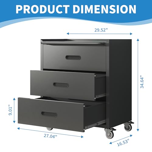 Metal Garage Storage Cabinet with Wheels Y1673