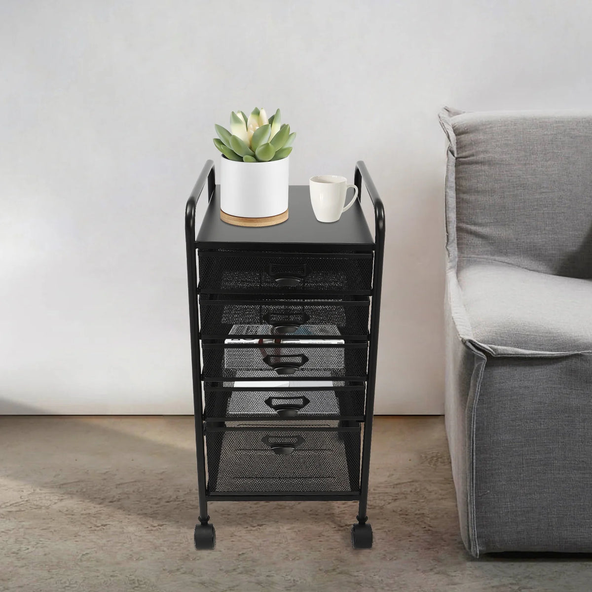 5 Drawer Black File Cabinet S893339
