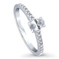 Sterling Silver Oval Cut Cubic Zirconia Promise Ring, Rhodium Plated Size 9 E7667