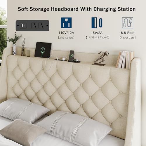 King Size Upholstered Bed Frame with 4 Storage Drawers G793