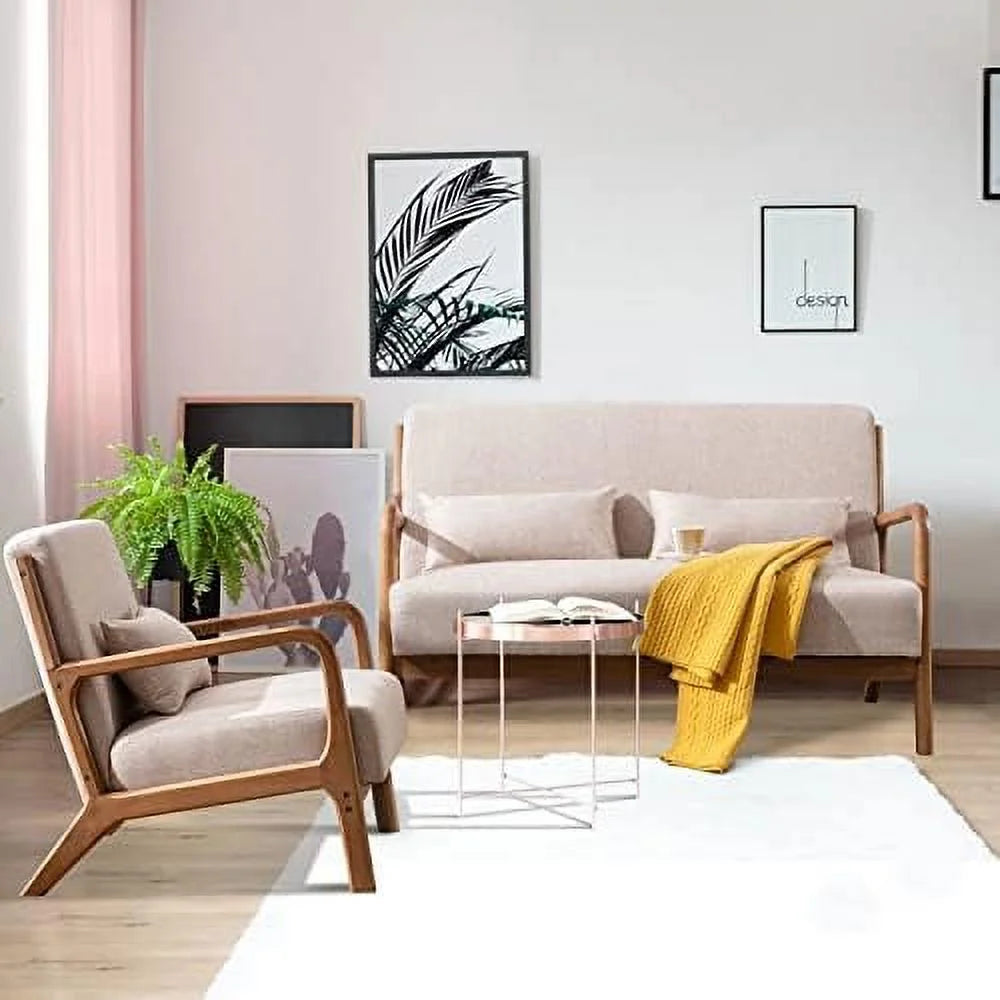 50" 2-Seater Loveseat Sofa with Wood Frame and 2 Waist Cushions G639