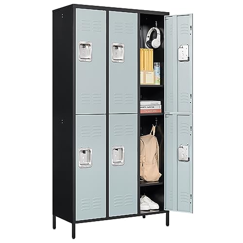 3 Door Metal Storage Locker with Shelves and Lock T6925