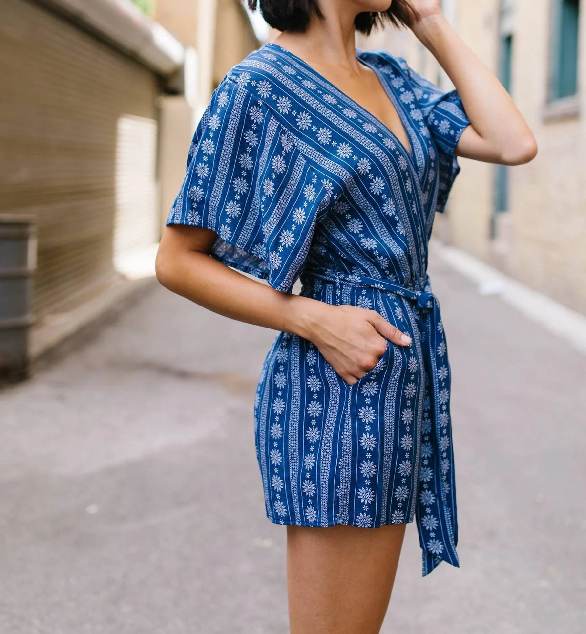 Wrap Front Romper F9147