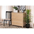 Oak Brown Wood and Natural Rattan 5-Drawer Storage Cabinet B171