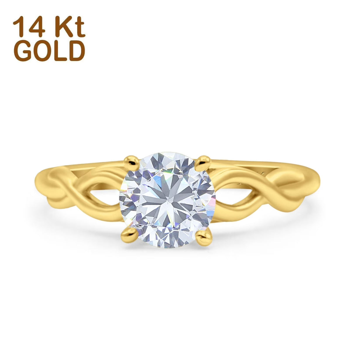 14K Gold Round Solitaire Celtic Ring Size 6 Z626