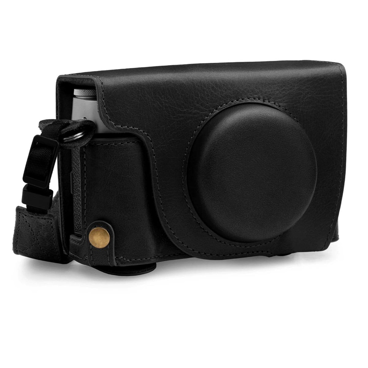 Black Top Grain Leather Camera Case Y20938