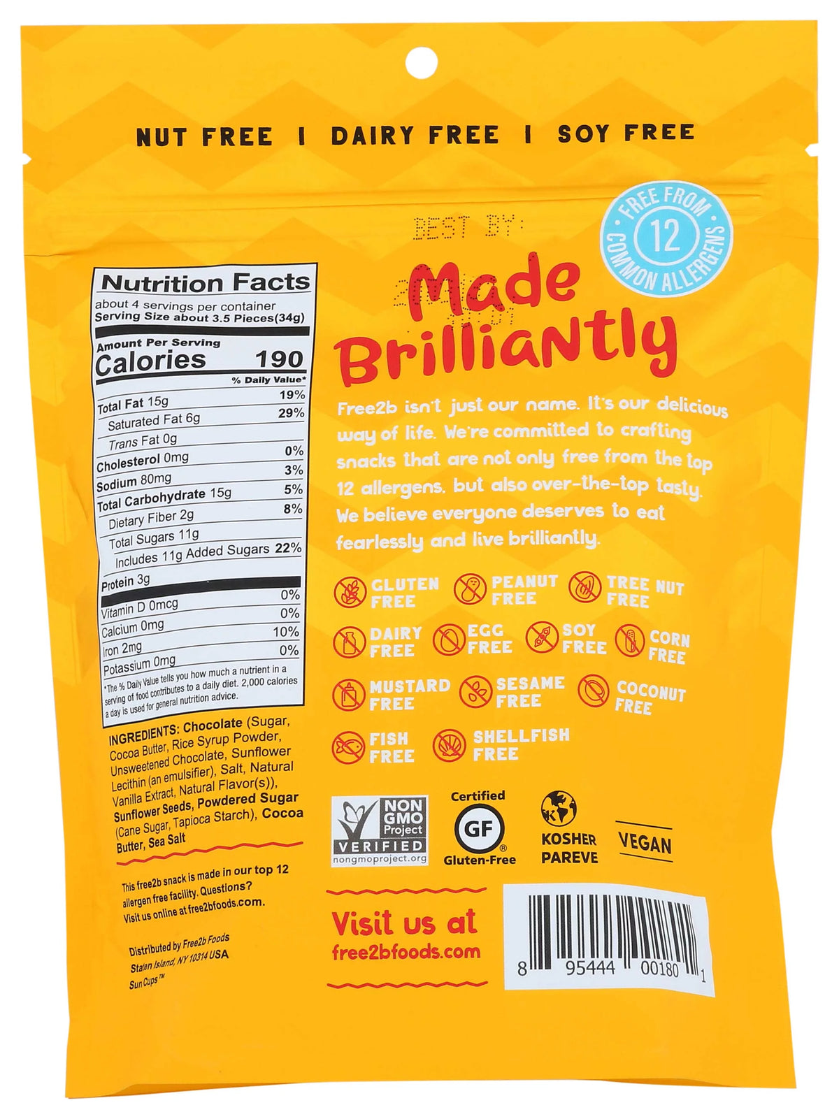 Dark Chocolate Sunflower Butter Mini Cups N301