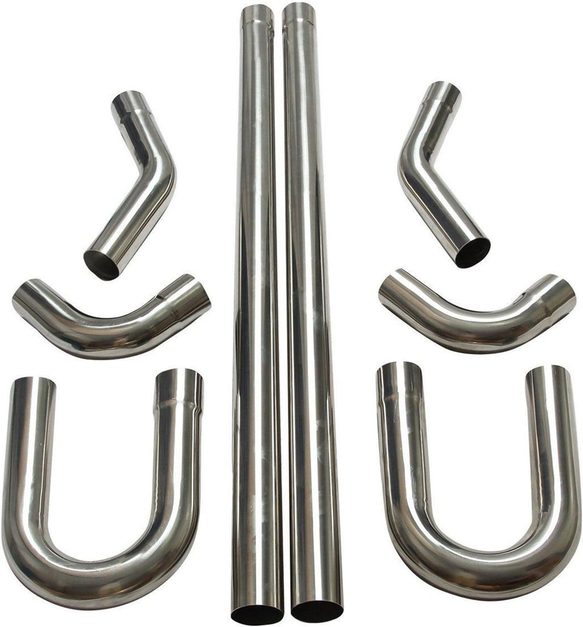 Stainless Steel T304 8PCS 2.5" Mandrel Pipe Straight and U-Bend Kit D86027