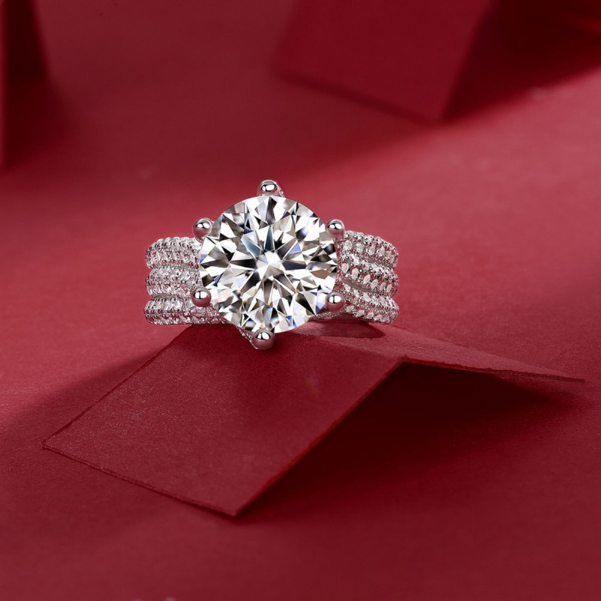 3ct Round Cut Moissanite Engagement Ring with Certificate J6834