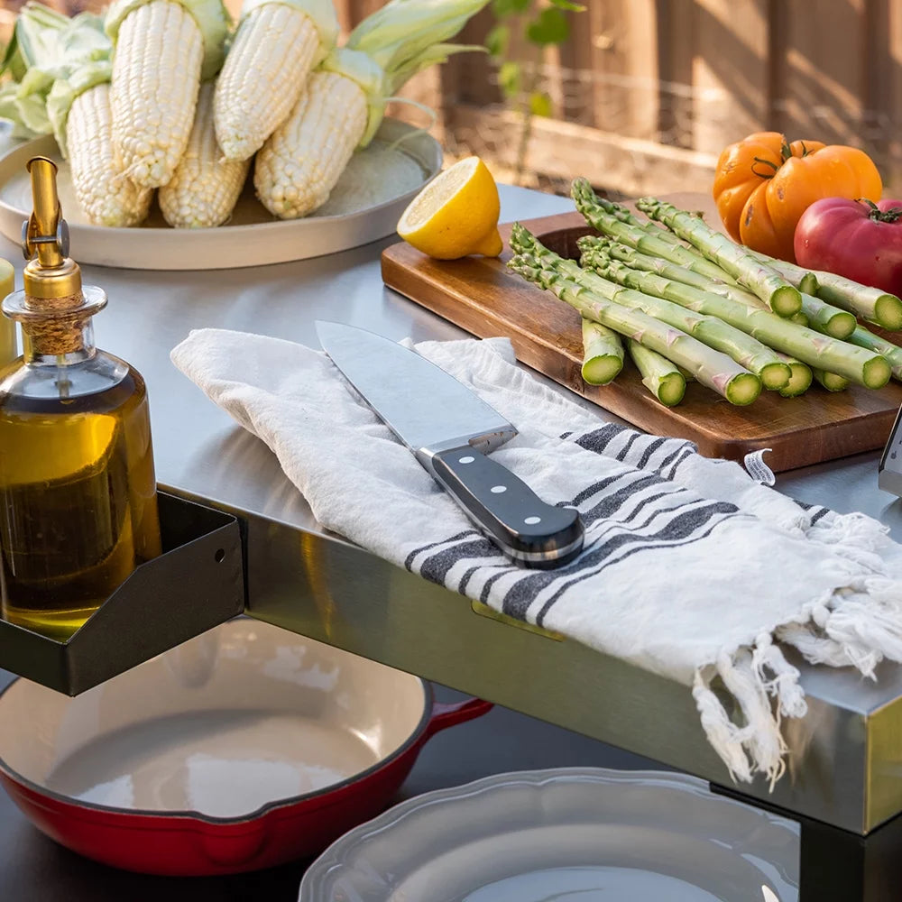 Stainless Steel Outdoor Food Prep Cart with Double Shelves G14853