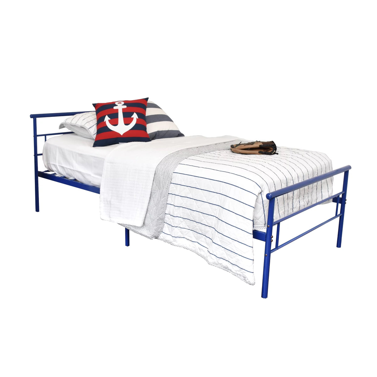 Blue Twin Metal Bed V2259