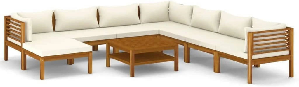 Acacia Wood Patio Furniture Set with Tea Table and Cushions R25984
