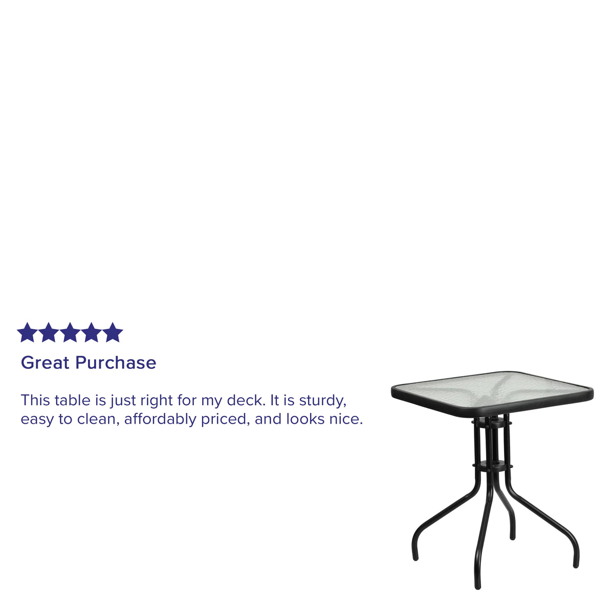 23.5" Square Tempered Glass Metal Table U6184