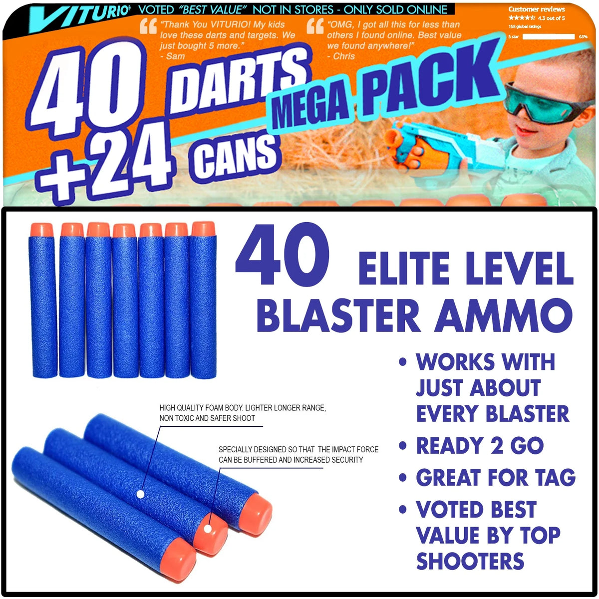 64pc Soft Foam Targets and 40 Soft Darts N289459