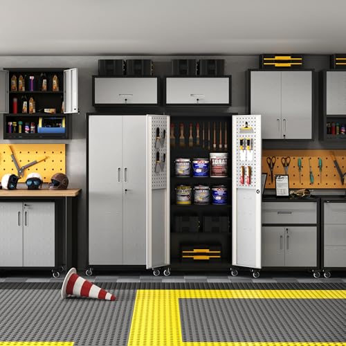Metal Garage Storage Cabinet with Wheels Y1673