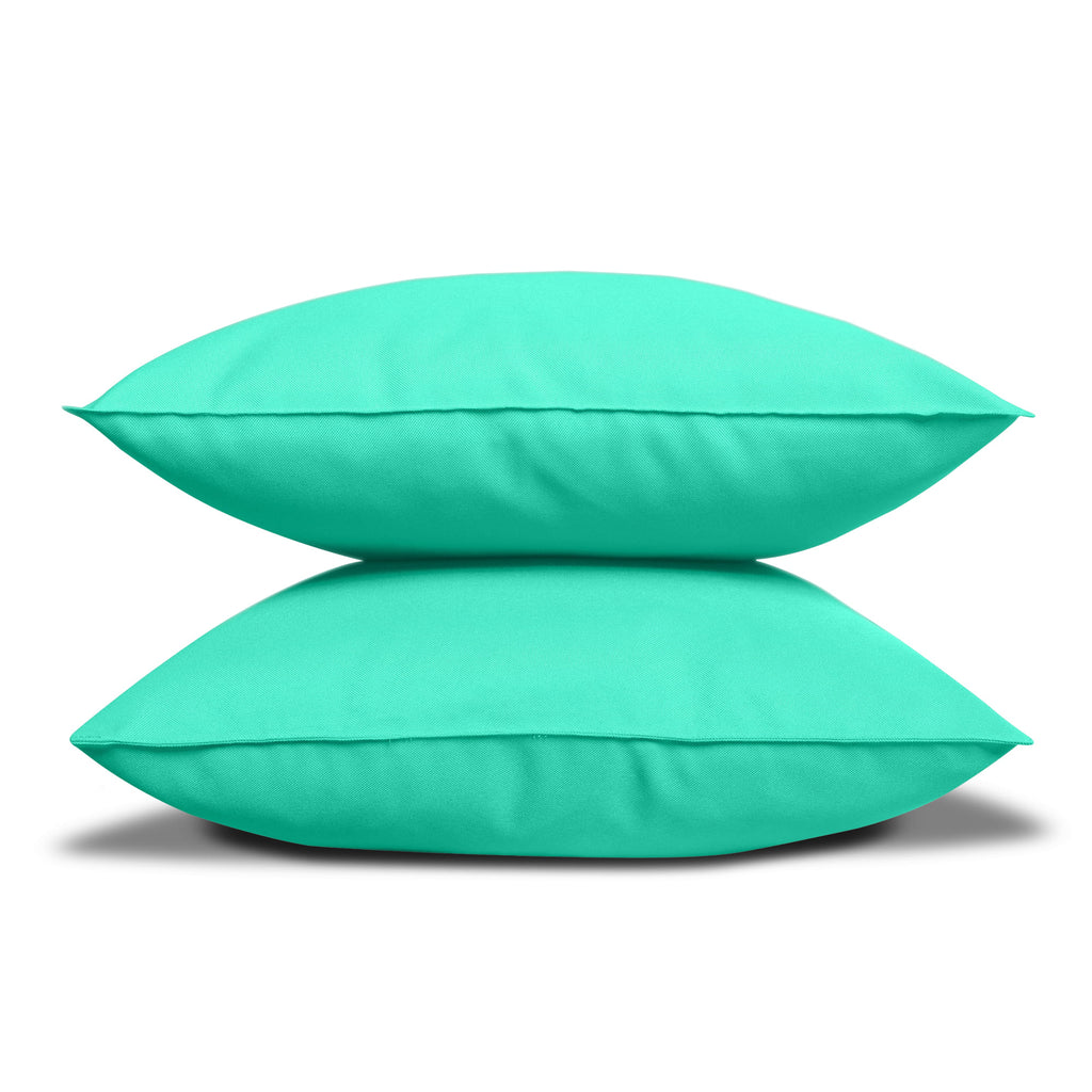 Pack of 2 Outdoor Decorative Throw Pillows 18 x 18 inch Solid Aqua Square Pillows A4564