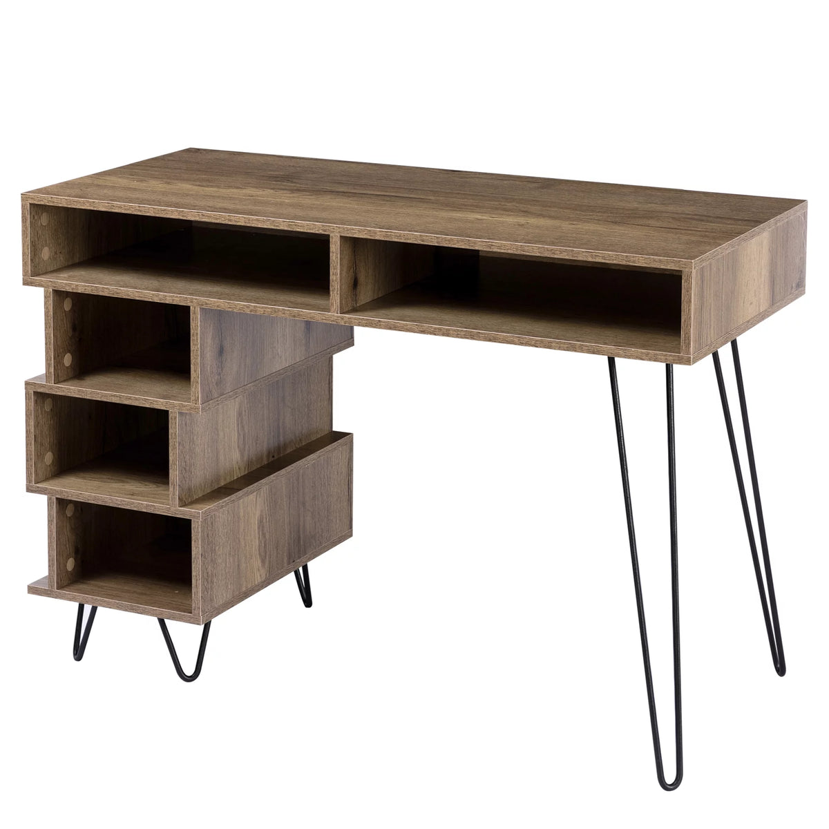 Brown Computer Desk with V-Shaped Iron Leg S86609