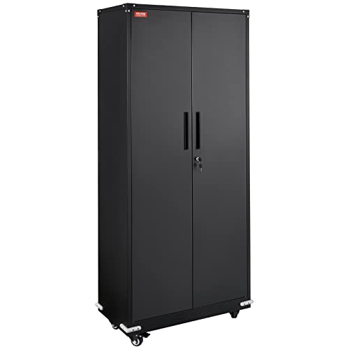 Black Metal Storage Cabinet with 4 Adjustable Shelves M896072