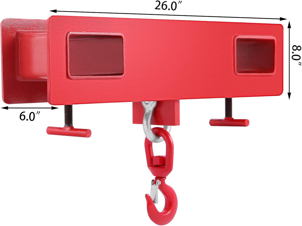 Forklift Lifting Hook, 4400lbs Capacity, Red, with Swivel Hook and Two Large T-Screws I313872
