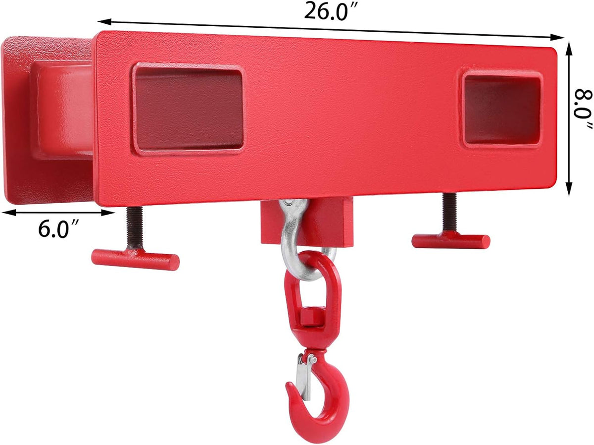 Forklift Lifting Hook, 4400lbs Capacity, Red, with Swivel Hook and Two Large T-Screws I313872