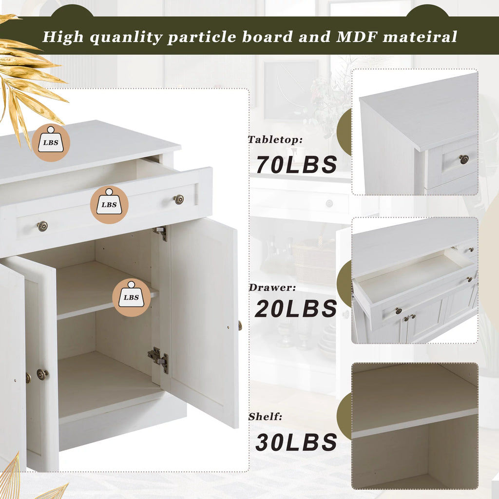 Antique White Kitchen Sideboard Buffet Cabinet with 2 Drawers & 4 Doors S88079