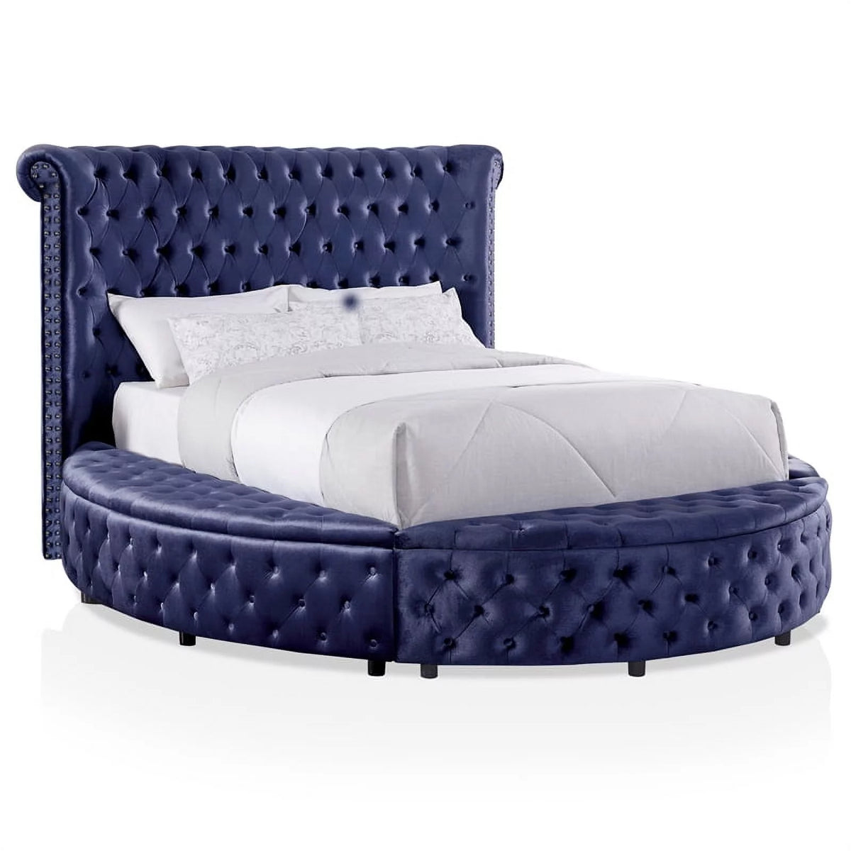 Blue Fabric Wingback Storage King Bed B416487