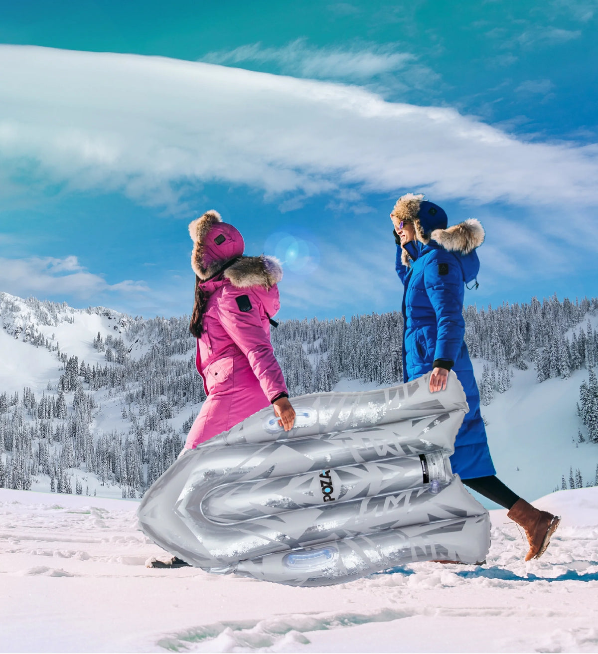 Inflatable Snow Sled Set of 3, Rose Gold, Gold, and Silver, 44 Inch N162