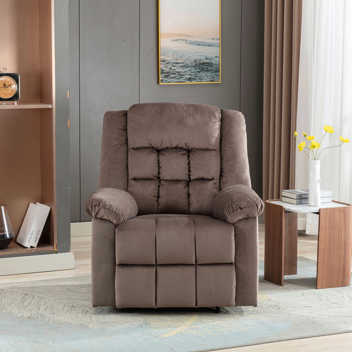 Chocolate Manual Recliner Chair Sofa Y78937